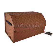 Сумка органайзер в багажник на липучке из эко-кожи, TRACK, цвет коричневый, строчка коричневая (размеры 51*31*30 см)