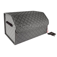 Сумка органайзер в багажник на липучке из эко-кожи, TRACK, цвет т.серый, строчка т.серый (размеры 51*31*30 см)