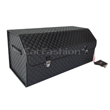 Сумка органайзер в багажник TREVEL L с замком из эко-кожи, цвет черный, строчка черная (размеры 72*31*30 см)