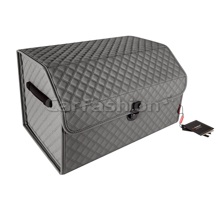 Сумка органайзер в багажник TREVEL с замком из эко-кожи, цвет т.серый, строчка т.серая (размеры 51*31*30 см)