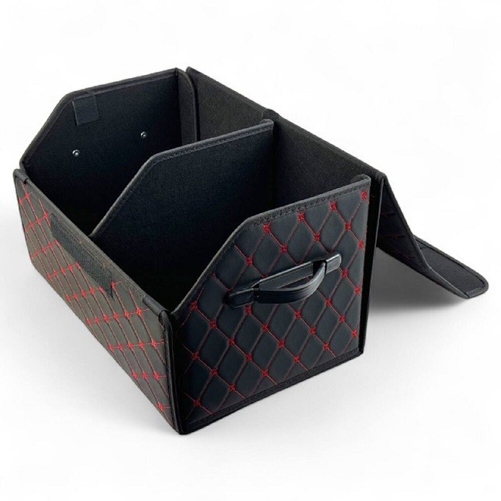 Сумка органайзер в багажник Экокожа, черный с красной строчкой (размеры 48*30*28 см) Сумка органайзер в багажник Экокожа, черный с красной строчкой (размеры 48*30*28 см)