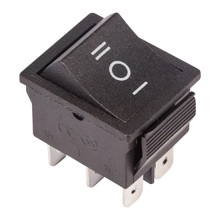 Переключатель клавишный 250V 15а (6с) ON-OFF-ON с нейтралью (RWB-508, SC-767), черный (1 шт)