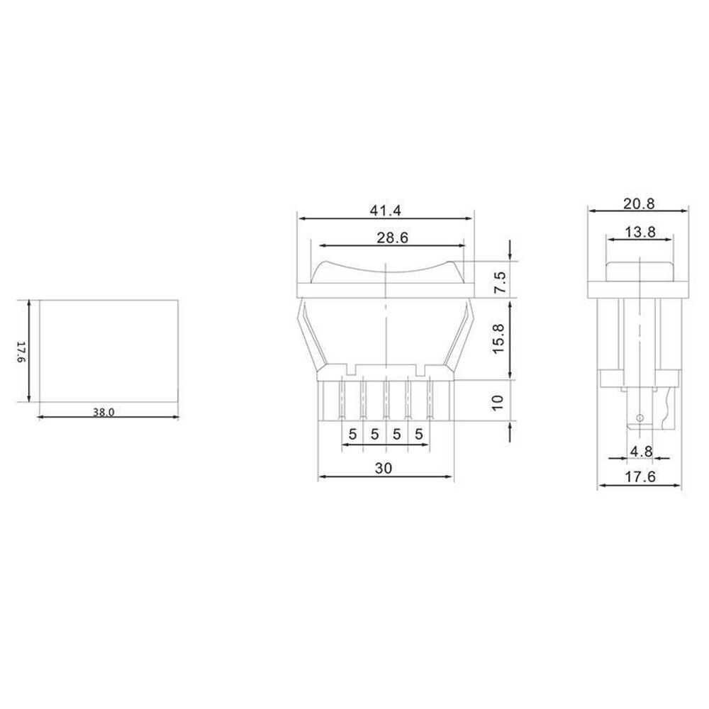 Переключатель (стеклоподъемника) клавишный 12V 20а (5с) (ON)-OFF-(ON) черный (ASW-01), 10 шт Переключатель (стеклоподъемника) клавишный 12V 20а (5с) (ON)-OFF-(ON) черный (ASW-01), 10 шт