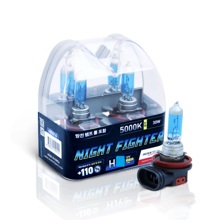 Лампа H11 галогенная 55W 12V +100% 5000 K NIGHT FIGHTER (комплект 2шт.)