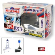 Лампа H27 881 галогенная 27W 12V Super White Xenon effect +50% (2шт комплект)
