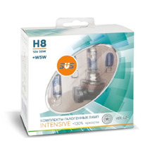 Лампа H8 галогенная 35W 12V +W5W Intensive +130% (комплект 2шт)