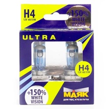 Лампа H4 галогенная 60/55W 12V White Vision +150% (2шт комплект)