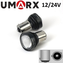 Светодиод S25 1157 (P21W BAY15D) 9 SMD 3030 LENS U CL 12-24V R BLACK 2конт красная