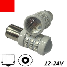 Светодиод S25 1156 (P21W BA15S) 51 SMD 2835 FPS CERAMIC LENS 9-24V R красная 1конт
