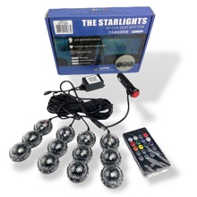 Светодиодная подсветка салона с пультом 12 LED 22см светомузыка, мультисвет RGB, 4 шт