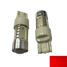 Светодиод T20 7443 (W21/5W) 5 LED COB 7.5W LENS стробоскоп красный 12-30v