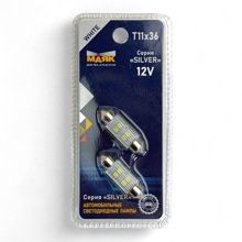 Светодиод T11 11x36 4 SMD 2835 12V SV8,5/8 70Lm WHITE, серия SILVER