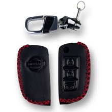 Кожаный чехол для ключа зажигания с красной строчкой NISSAN