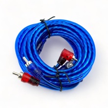 Провода для подключения автоакустики тюльпаны 2х2, 5 м, угловой штекер, цвет синий