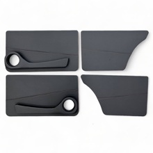 Обшивка дверей на ваз 2101-2107, эко-кожа, цвет чёрный, строчка красная