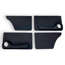 Обшивка дверей на ваз 2101-2107, эко-кожа, цвет чёрный,строчка ромб красная