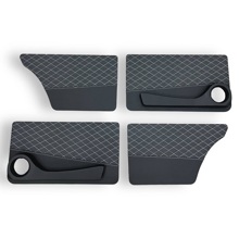 Обшивка дверей на ваз 2101-2107, эко-кожа, цвет чёрный,строчка ромб белая