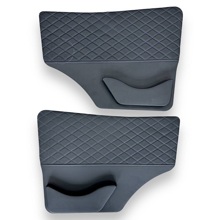 Обшивка дверей на газель, эко-кожа, цвет чёрный с синей строчкой