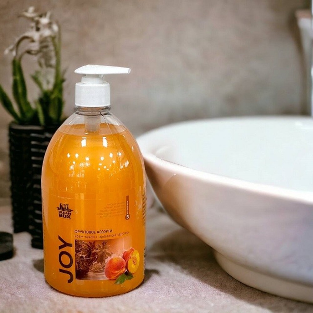 Жидкое крем мыло JOY, с ароматом Фруктовое ассорти, персик 1 л Жидкое крем мыло JOY, с ароматом Фруктовое ассорти, персик 1 л