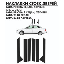 Наклейки на стойки дверей для 2110-2170 черные (Матовые)