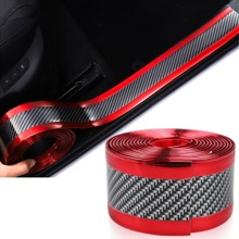 Накладка защитная на порог автомобиля, самоклеящаяся, карбон/красн 7см х 45м