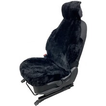Накидка на переднее сиденье FRONT ALPACA L из натуральной высококачественной овчины без подклады, цвет черный, с закрытыми боками