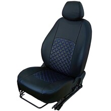 Комплект чехлов на весь салон для ваз - калина., Экокожа, ромб, цвет черный/черный/синий