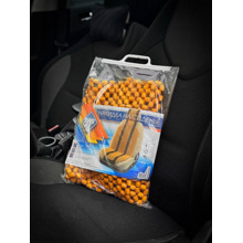 Накидка на сидение деревянная массажная с сеткой и подголовником, цвет светлый лак (127*38см)