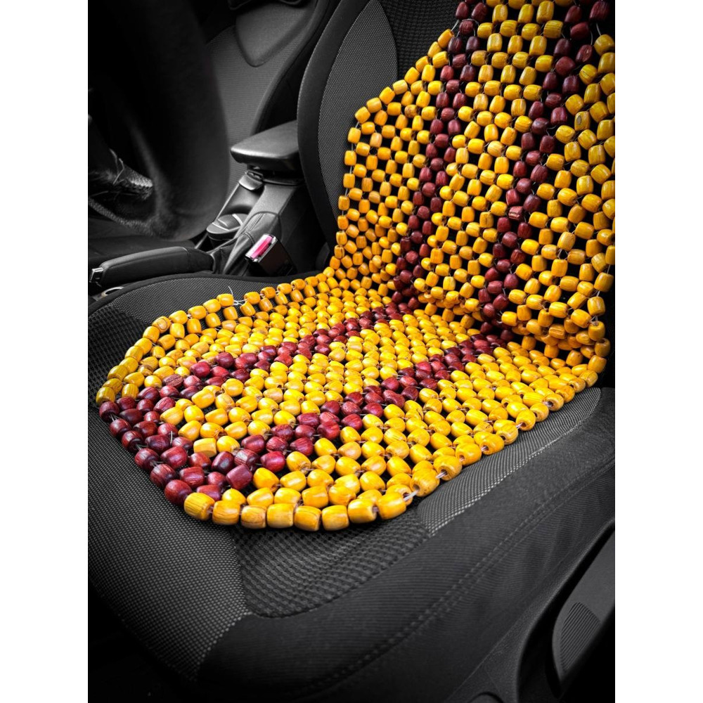 Накидка на сидение деревянная массажная с сеткой и подголовником, цвет светлый лак (127*38см) Накидка на сидение деревянная массажная с сеткой и подголовником, цвет светлый лак (127*38см)