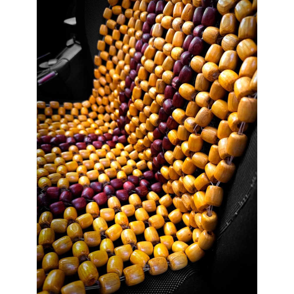 Накидка на сидение деревянная массажная с сеткой и подголовником, цвет светлый лак (127*38см) Накидка на сидение деревянная массажная с сеткой и подголовником, цвет светлый лак (127*38см)