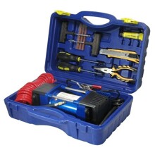 Компрессор 60 л/мин AC двухпоршневой, усиленный, в кейсе + набор инструментов + комплект для ремонта шин