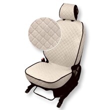 Комплект накидок на передние сиденья GRADE 2 FRONT, материал лен, цвет бежевый, строчка белая, кант черный