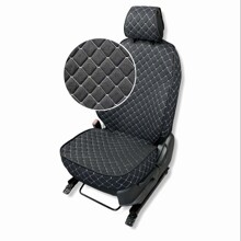 Комплект накидок на передние сиденья GRADE 2 FRONT, материал лен, закрытые бока, цвет черный, строчка белая, кант черный