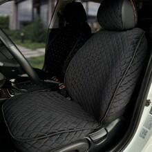 Комплект накидок на передние сиденья GRADE 2 FRONT, материал велюр, закрытые бока, цвет черный, строчка синяя, кант черный