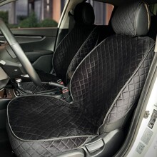 Комплект накидок на весь салон GRADE PLUS, материал велюр, закрытые бока, цвет черный, строчка черная, кант черный