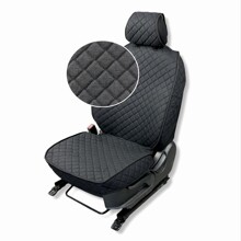 Комплект накидок на весь салон GRADE PLUS, материал лен, закрытые бока, цвет черный, строчка черная, кант черный