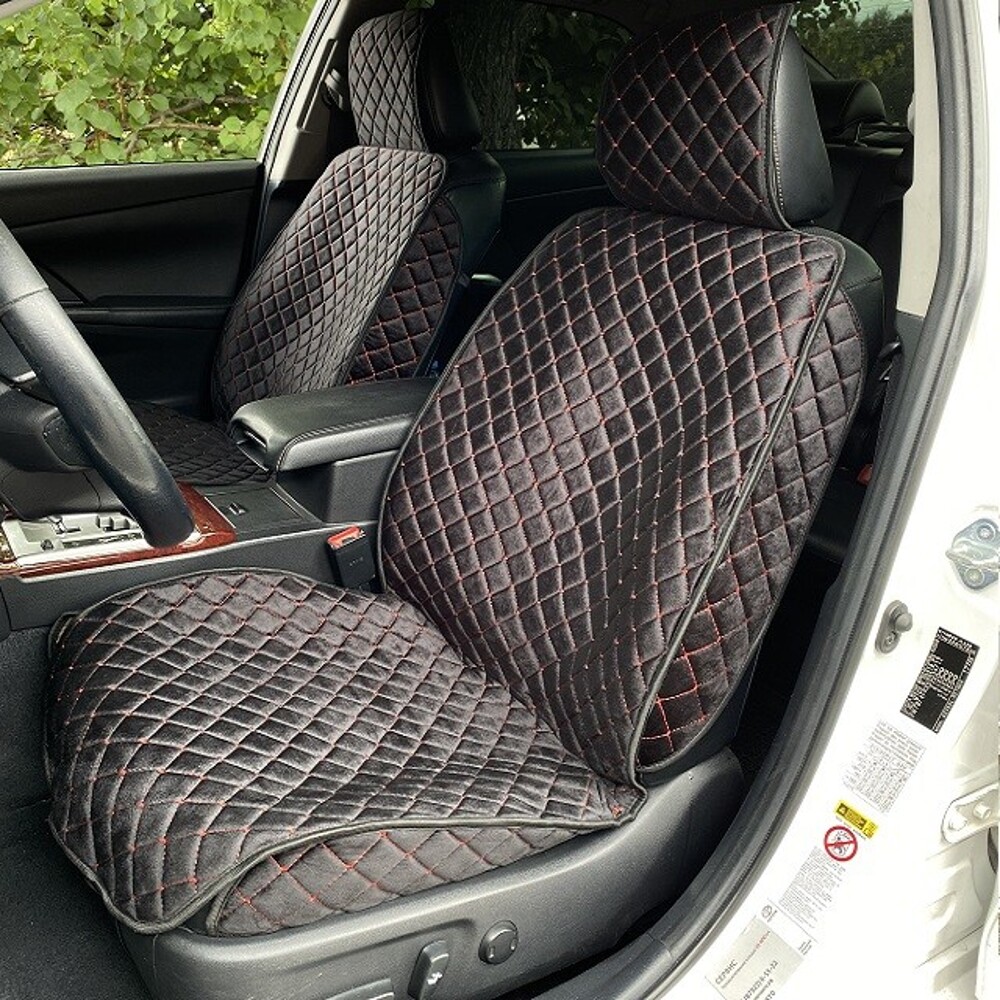 Комплект накидок на весь салон VELOUR PLUS, материал велюр, закрытые бока, цвет черный, строчка красная, кант черный Комплект накидок на весь салон VELOUR PLUS, материал велюр, закрытые бока, цвет черный, строчка красная, кант черный