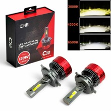 Светодиодные лампы H4 C10 3000/4300/6500K 12000Lm 120W 12V