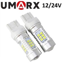 Светодиод T20 7443 (W21/5W) 21 SMD 3030 LENS W 12-24V 2конт