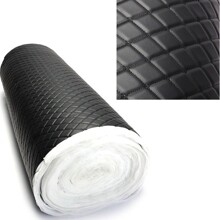 Кожа пвх ромб со стяжком на поролоне 5 мм, самоклейка, цвет черный нитка черная, высота 1,43 м*10м