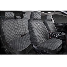 Комплект накидок на весь салон 5D Velur PLUS, материал велюр, цвет серый, строчка серая, кант серый