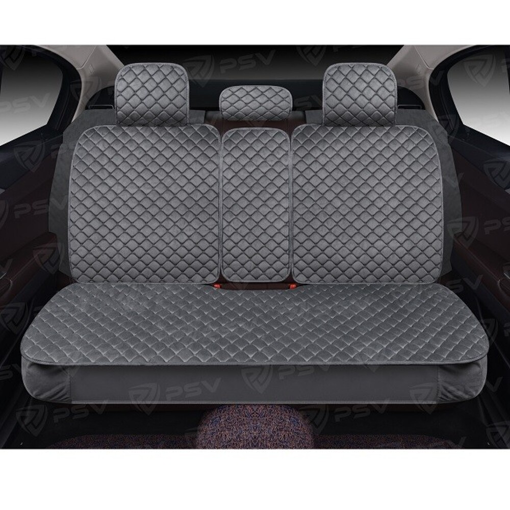 Комплект накидок на весь салон 5D Velur PLUS, материал велюр, цвет серый, строчка серая, кант серый Комплект накидок на весь салон 5D Velur PLUS, материал велюр, цвет серый, строчка серая, кант серый