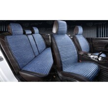 Комплект накидок на весь салон BLISS PRO Skin, материал мокрая кожа, цвет синий, строчка синяя, кант черный