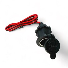 Врезной разъем под прикуриватель с резиновой крышкой 12V, с проводом