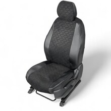 Комплект чехлов на весь салон для ваз - 2173 хечбек 2007-2013, Экокожа + алькантара премиум ромб, цвет черный/черный/черный