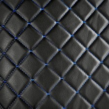 Кожа пвх ромб на поролоне 5 мм, рисунок закреп, цвет черный, нитка синяя, высота 1,45 м*20м