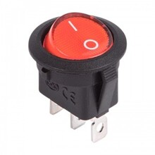 Выключатель клавишный круглый 12V 20а (3с) ON-OFF красный с подсветкой (RWB-214) 10шт
