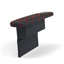 Подлокотник для газели 3302 на дверь с бардачком и подстаканником, цвет черный, строчка красная, ромб красный