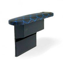 Подлокотник для газели 3302 на дверь с бардачком и подстаканником, цвет черный, строчка синяя, ромб синий