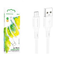 Телефонный кабель micro usb- usb, 1 м, 2,4 A, материал пвх, цвет белый